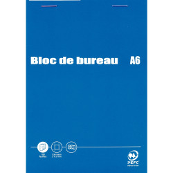 Bloc de bureau 100 feuilles, format A6, quadrillé 5x5, papier 60g