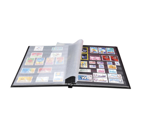 Album de timbres simili-cuir 48 pages noires - 22,5x30,5 cm