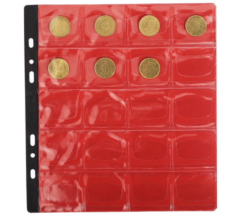 Sachet de 3 recharges numismatiques 20 cases de diamètre 40mm - 24,5x25 cm