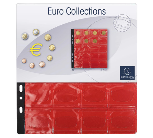 Sachet de 3 recharges numismatiques 20 cases de diamètre 40mm - 24,5x25 cm