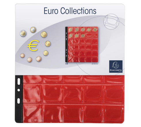 Sachet de 3 recharges numismatiques 30 cases de diamètre 30mm - 24,5x25 cm