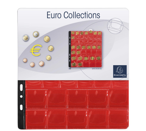 Sachet de 3 recharges numismatiques 43 cases de diamètre 20-25-30mm - 24 ,5x25 cm