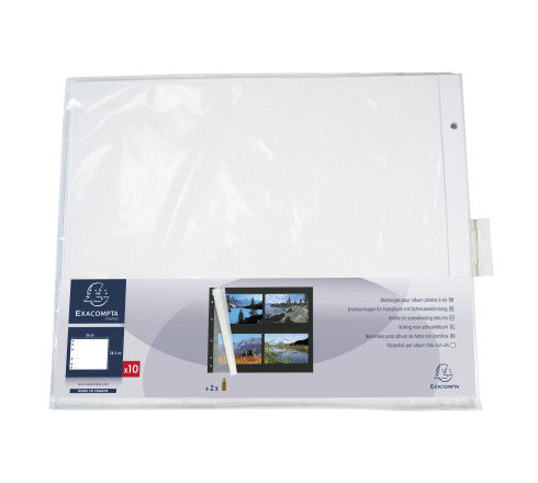 Sachet de 10 Recharges pour album à vis pages blanches - 29x37 cm