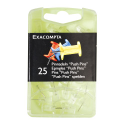 Boîte de 25 épingles Push Pins - Hauteur de pointe 7mm - 10mm de diamètre