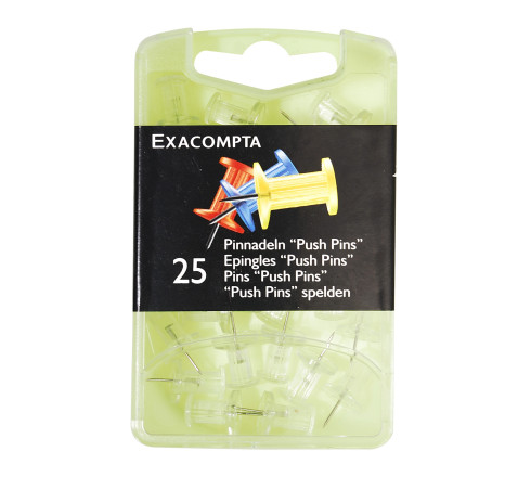 Boîte de 25 épingles Push Pins - Hauteur de pointe 7mm - 10mm de diamètre