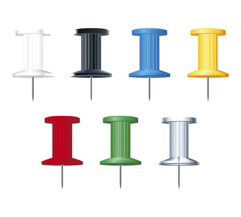 Boîte de 25 épingles Push Pins - Hauteur de pointe 7mm - 10mm de diamètre