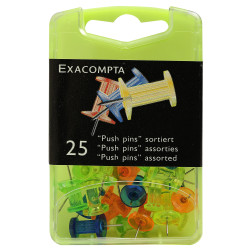 Boîte de 25 épingles Push Pins - Hauteur de pointe 7mm - 10mm de diamètre
