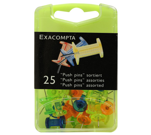 Boîte de 25 épingles Push Pins - Hauteur de pointe 7mm - 10mm de diamètre
