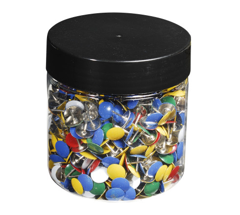Boîte de 1 000 punaises couleur en laiton - Hauteur de pointe 9mm - 9mm de diamètre
