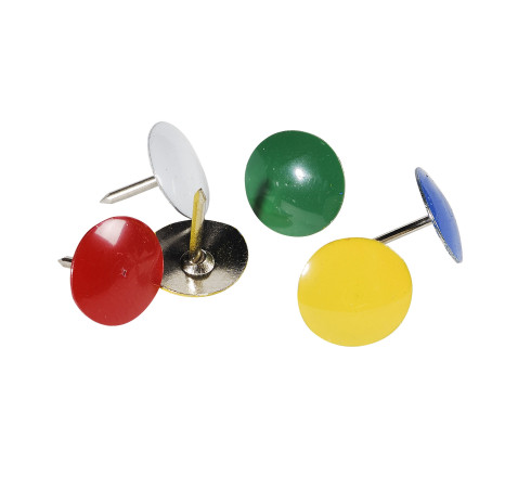 Boîte de 1 000 punaises couleur en laiton - Hauteur de pointe 9mm - 9mm de diamètre