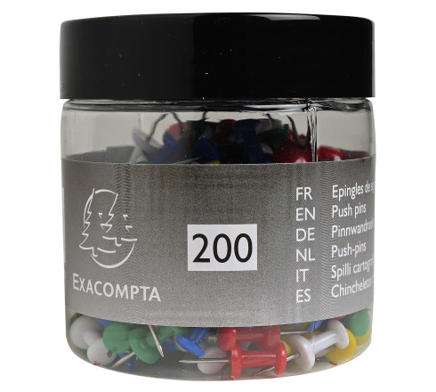 Boîte de 200 épingles Push Pins - Hauteur de pointe 7mm - 10mm de diamètre