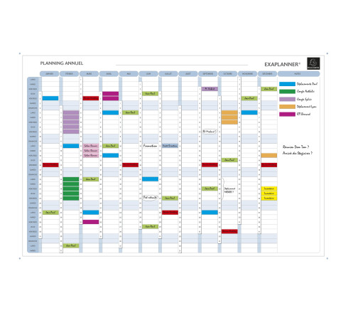 Planning magnétique annuel - textes en français