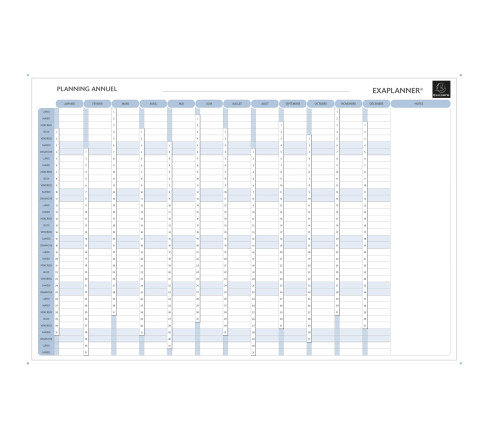 Planning magnétique annuel - textes en français