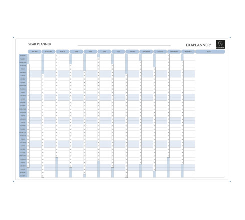 Planning magnétique annuel - textes en anglais
