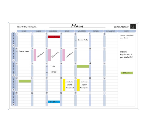 Planning magnétique mensuel - textes en français