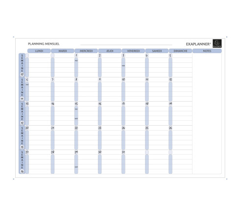 Planning magnétique mensuel - textes en français