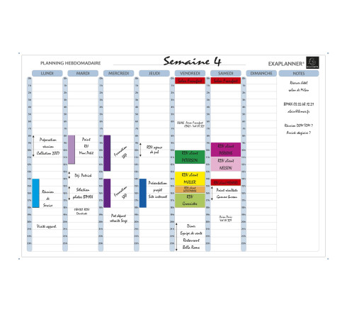 Planning magnétique hebdomadaire - textes en français