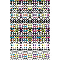 Pochette de 594 gommettes yeux adhésives assorties, repositionnables