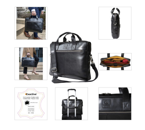 Sacoche ordinateur Exactive Cuir noir