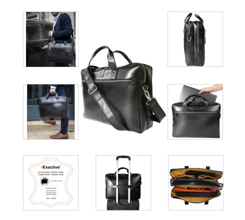 Sacoche double ordin. Exactive Cuir noir