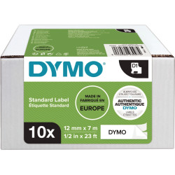 Pack de 10 recharges DYMO D1 12mm noir sur blanc