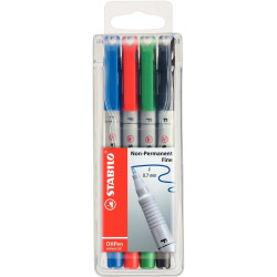 Pochette de 4 feutres Ohpen effaçables 0,7mm assortis