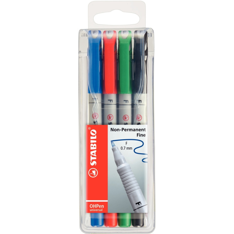 Pochette de 4 feutres Ohpen effaçables 0,7mm assortis