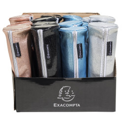 Trousse ronde PU Glitter - 22,5x7,5cm