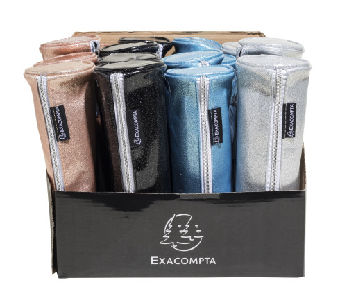 Trousse ronde PU Glitter - 22,5x7,5cm