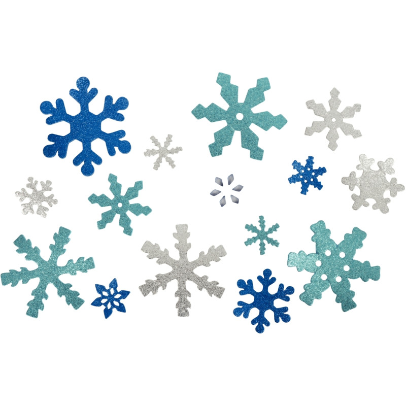 Lot de 240 flocons de neige en mousse de caoutchouc pailletée