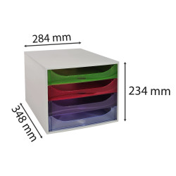 Module de classement Ecobox Office 4 tiroirs - Palette de 32 pièces assorties