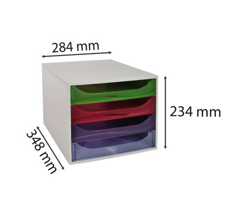 Module de classement Ecobox Office 4 tiroirs - Palette de 32 pièces assorties