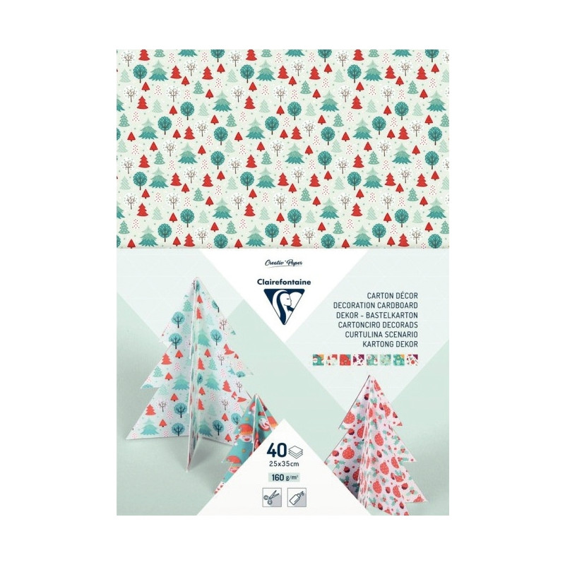 Paquet de 40 feuilles carton décoration assorties format 25 x 35 cm th