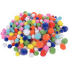Sachet de 250 pompons irisés, tailles et couleurs assorties - 1.5 a 3