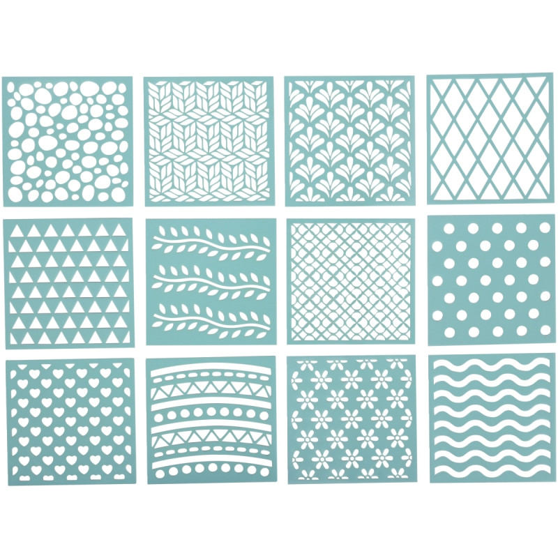 Lot de 12 pochoirs carrés décoratifs