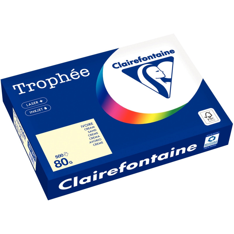 Ramette de 500 feuilles format A4 80g ivoire CLAIREFONTAINE