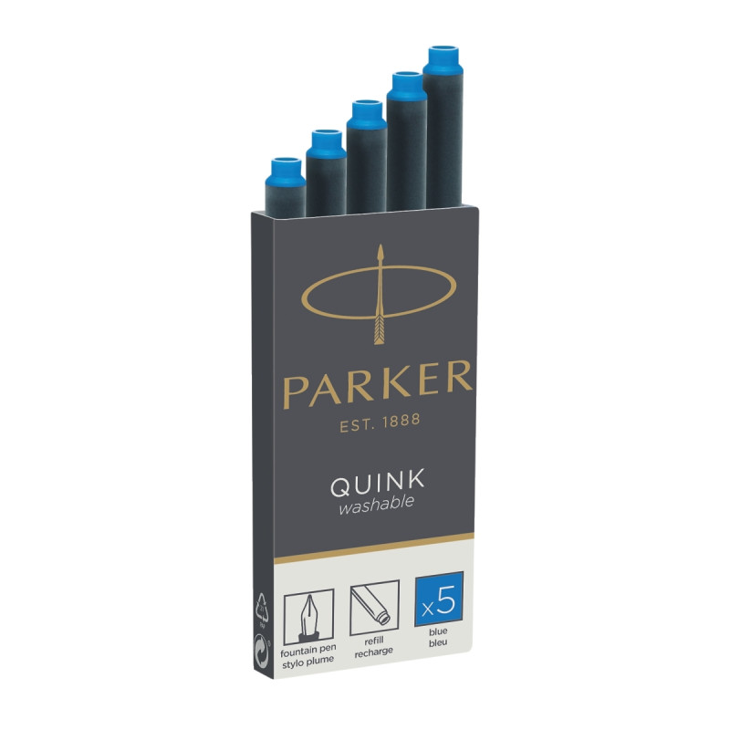 Étui de 5 cartouches Parker bleu lavable