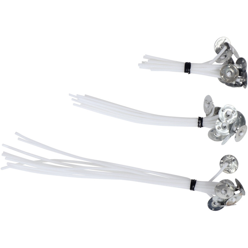 Sachet de 30 mèches assorties avec support pour bougies