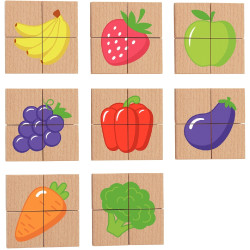 Puzzles 32 blocs magnétiques, les fruits et légumes