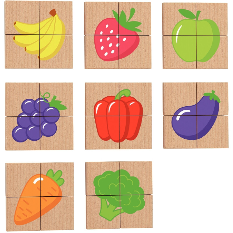 Puzzles 32 blocs magnétiques, les fruits et légumes
