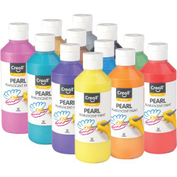 Carton de 12 Flacons de 250 ml de gouache nacrée Creall Pearl couleurs