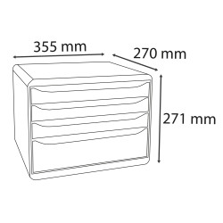 Module de classement Big Box Plus horizon 4 tiroirs Ecoblack
