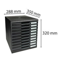 Module de classement Modulo Ecoblack 10 tiroirs fermés
