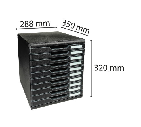 Module de classement Modulo Ecoblack 10 tiroirs fermés