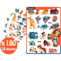 Pochette de 180 maxi gommettes animaux et leurs bébés