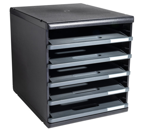 Module de classement Modulo Ecoblack 5 tiroirs ouverts