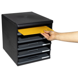 Module de classement Modulo Ecoblack 5 tiroirs ouverts