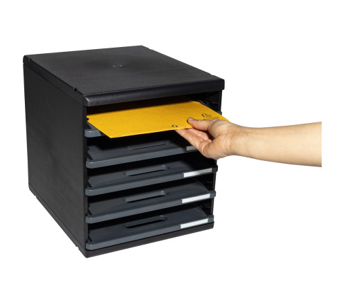 Module de classement Modulo Ecoblack 5 tiroirs ouverts