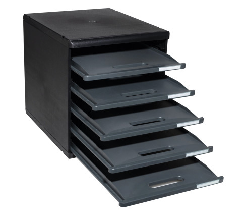 Module de classement Modulo Ecoblack 5 tiroirs ouverts