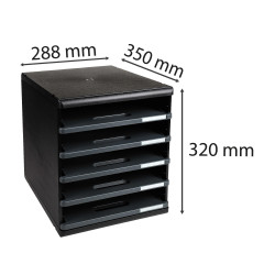 Module de classement Modulo Ecoblack 5 tiroirs ouverts